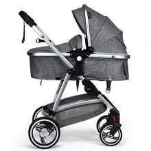 Load image into Gallery viewer, 2 in 1 High Landscape Convertible Reversible Bassinet Pram-Dark Gray
