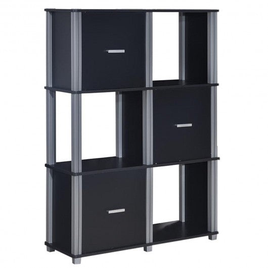 3-Tier 6 Cubes Storage Shelf Cabinet-Black