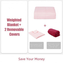 Load image into Gallery viewer, 60&quot;x80&quot; 15 lbs 3 Piece Heavy Weighted Blanket Set with Hot and Cold Duvet Covers-Pink

