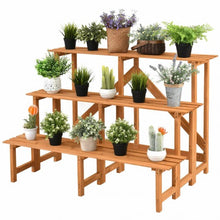 Load image into Gallery viewer, 3-Tier Wide Wood Flower Pot Step Ladder Plant Stand
