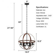 Load image into Gallery viewer, 6-Light Orb Chandelier Rustic Vintage Ceiling Lamp

