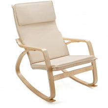 Load image into Gallery viewer, Modern Bentwood Rocking Chair Fabric Upholstered Relax Rocker Lounge Chair-Beige
