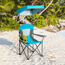 Load image into Gallery viewer, Portable Folding Camping Canopy Chair with Cup Holder Cooler -Blue
