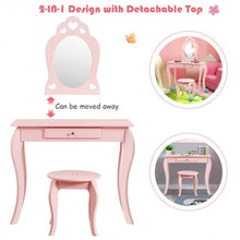 Load image into Gallery viewer, Kids Princess Makeup Dressing Play Table Set with Mirror -Pink

