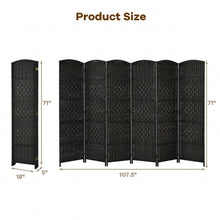 Load image into Gallery viewer, 6.5Ft 6-Panel Weave Folding Fiber Room Divider Screen-Black

