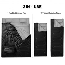 Load image into Gallery viewer, 2 Person Waterproof Sleeping Bag with 2 Pillows-Black
