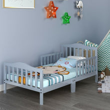 Load image into Gallery viewer, Classic Kids Wood Bed with Guardrails-Gray
