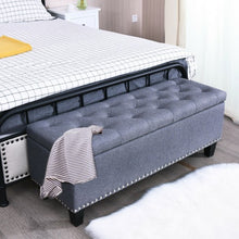 Load image into Gallery viewer, 48&quot; Rectangular Fabric Storage Ottoman Bench Button Tufted Foot Rest Stool-Gray
