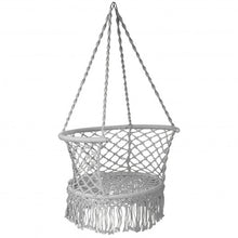 Load image into Gallery viewer, Hanging Hammock Chair Macrame Swing Hand Woven Cotton Backrest-Gray
