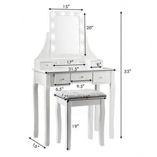 Load image into Gallery viewer, Vanity Dressing Table Set with 10 Dimmable Bulbs and Cushioned Stool-White
