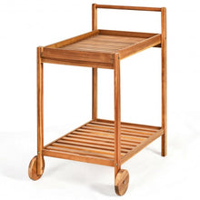 Load image into Gallery viewer, 2-Tier Acacia Rolling Kitchen Trolley Cart
