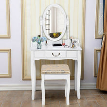 Load image into Gallery viewer, White Vanity Makeup Dressing Table with Rotating Mirror
