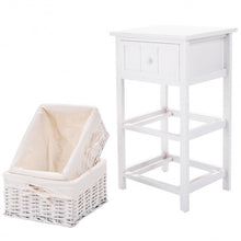 Load image into Gallery viewer, White Nightstand End Table with 2 Baskets
