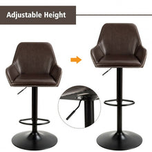 Load image into Gallery viewer, Retro Comfortable Adjustable Swivel Bar Stools with PU Leather Seat and Footrest
