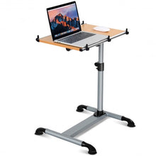 Load image into Gallery viewer, Height Adjustable Mobile Laptop Stand Side Desk with Casters-Natural
