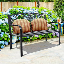 Load image into Gallery viewer, 50&quot; Patio Park Steel Frame Cast Iron Backrest Bench Porch Chair
