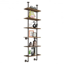 Load image into Gallery viewer, 6-Shelf Rustic Vintage Industrial Pipe Wall Shelf
