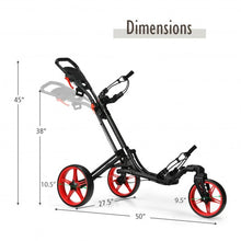 Load image into Gallery viewer, Folding Golf Push Cart with Scoreboard Adjustable Handle Swivel Wheel-Red

