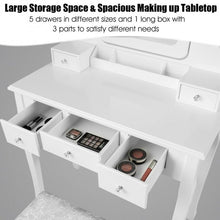 Load image into Gallery viewer, Vanity Dressing Table Set with 10 Dimmable Bulbs and Cushioned Stool-White
