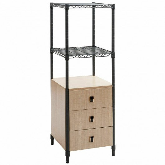 Freestanding Steel Frame Storage Tower with 3 Drawers Shelf