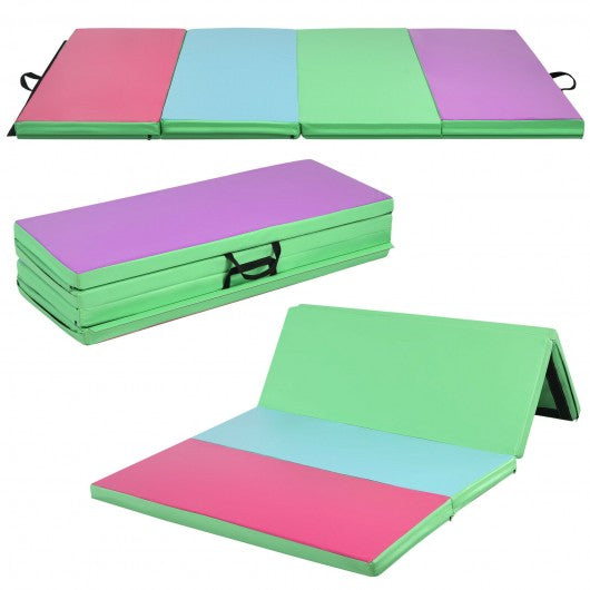 Gymnastics PU Mat  Thick Folding Panel Gym Fitness Exercise-Multicolor