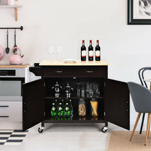 Load image into Gallery viewer, Modern Rolling Kitchen Cart Island with Wooden Top-Brown

