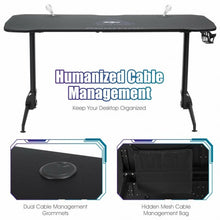Load image into Gallery viewer, Gaming Desk 62.5&quot; T-Shape Height Adjustable with Cup Holder
