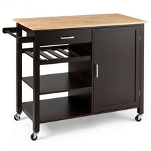 Load image into Gallery viewer, Giantex Kitchen Island Cart Rolling Serving Cart Wood Trolley-Brown
