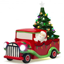 Load image into Gallery viewer, Pre-Lit Vintage Tabletop Ceramic Tree and Truck Battery
