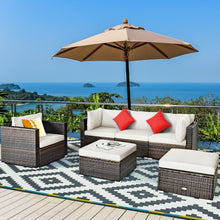 Load image into Gallery viewer, 6 Pcs Patio Rattan Furniture Set with Sectional Cushion-White
