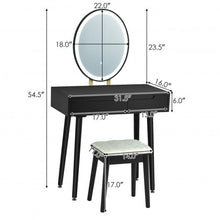 Load image into Gallery viewer, Touch Screen Vanity Makeup Table Stool Set -Black
