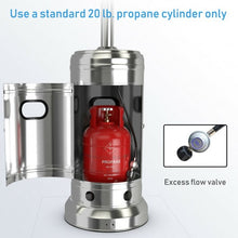 Load image into Gallery viewer, Outdoor Heater Propane Standing LP Gas Steel with Table and Wheels-Silver
