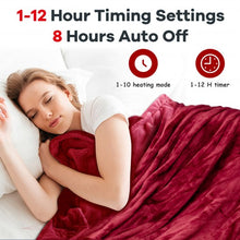 Load image into Gallery viewer, 62" x 84" Flannel Heated Electric Blanket with 10 Heating Levels-Red
