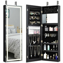 Load image into Gallery viewer, Door Wall Mount Touch Screen Mirrored Jewelry Cabinet-Black
