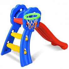 Load image into Gallery viewer, 2 Step Children Folding Slide with Basketball Hoop
