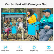 Load image into Gallery viewer, Portable Folding Camping Canopy Chairs w/ Cup Holder-Blue
