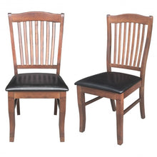 Load image into Gallery viewer, Set of 2 Armless Slat Back PU Leather Dining Chairs-Walnut
