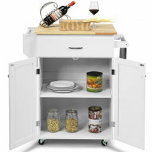 Load image into Gallery viewer, Utility Rolling Storage Cabinet Kitchen Island Cart with Spice Rack-White
