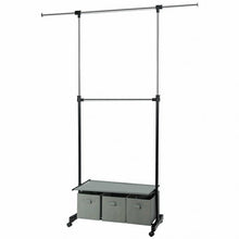 Load image into Gallery viewer, 2-Rod Adjustable Garment Rack with Shelf &amp; Storage Boxes
