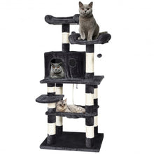 Load image into Gallery viewer, 55&quot; Multi-Level Kitten Activity Tower with Hammock-Gray
