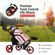 Load image into Gallery viewer, 3 Wheels Folding Golf Push Cart with Seat Scoreboard and Adjustable Handle-Red
