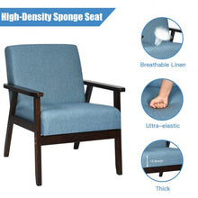 Load image into Gallery viewer, Solid Rubber Wood Fabric Accent Armchair-Blue
