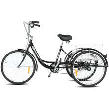 Load image into Gallery viewer, 24&quot; Single Speed 3-wheel Bicycle Adult Tricycle Seat-Black
