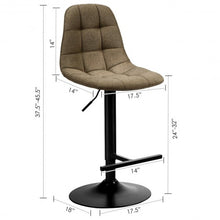 Load image into Gallery viewer, 2Pcs Adjustable Bar Stools Swivel Counter Height Linen Chairs -Brown
