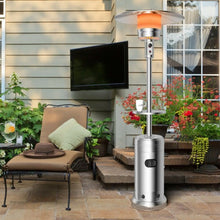 Load image into Gallery viewer, Outdoor Heater Propane Standing LP Gas Steel with Table and Wheels-Silver
