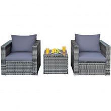 Load image into Gallery viewer, 3 Pcs Patio Rattan Furniture Bistro Set with Cushioned Sofa
