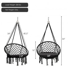 Load image into Gallery viewer, Macrame Cushioned Hanging Swing Hammock Chair-Black

