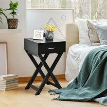 Load image into Gallery viewer, Modern Nightstand X-Shape Drawer Accent Side End Table-Black
