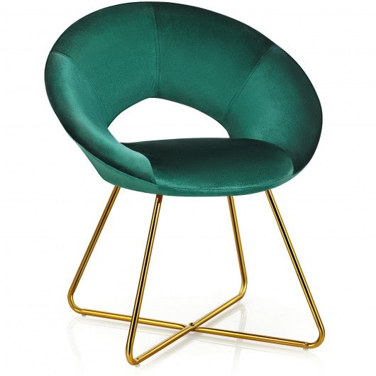 Modern Accent Velvet Dining Arm Chair w/ Golden Metal Legs & Soft Cushion-DG