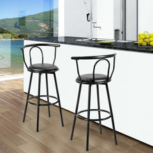 Load image into Gallery viewer, Set of 2 Swivel Seat Metal Frame Bar Stools with Footrest
